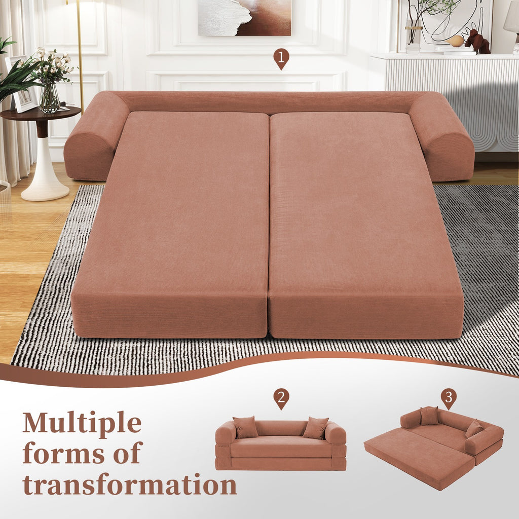 80" Queen Convertible Sofa Bed, No Assembly Modern Boneless Couch Sofa in Box