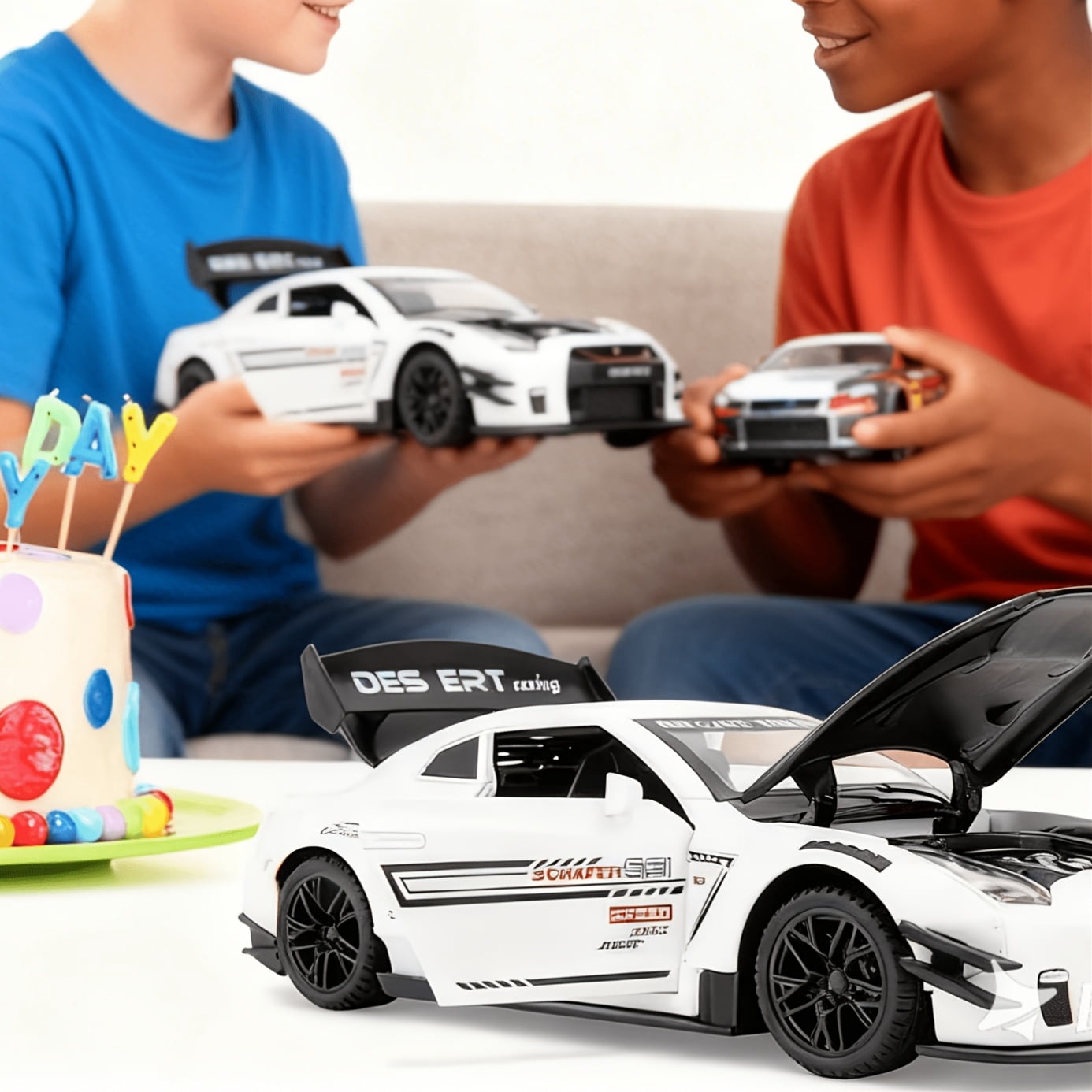 Hypercar Alarm Clock, Realistic Engine Sound with Light Show, Clear Digital Display, Spray Effect, Hypercar Model with Digital Clock, Desk Decor, Unique Gift for Car Enthusiasts