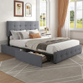 Queen - Full Size Upholstered Platform Bed Frame with Adjustable Headboard – Noise-Free Metal Support