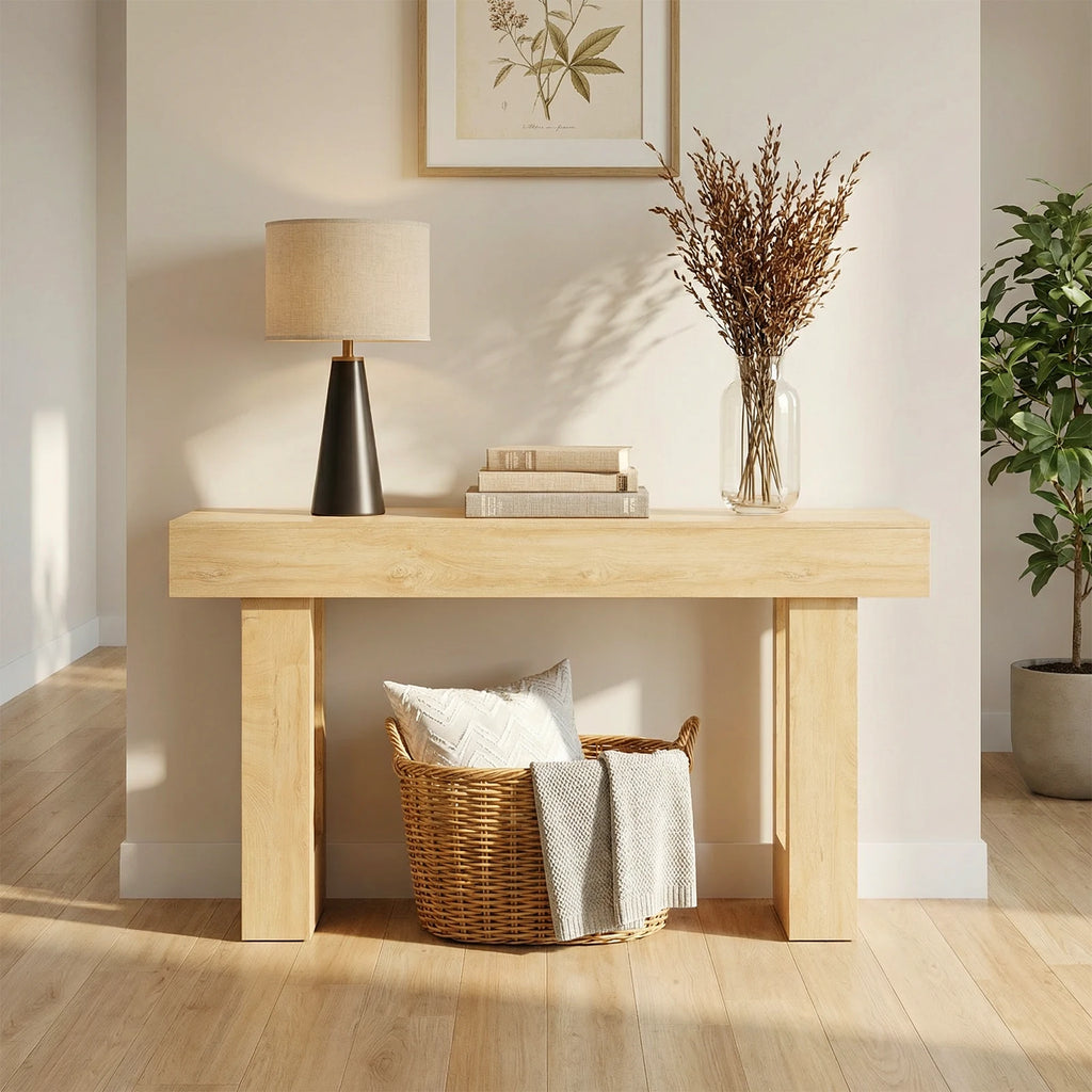 Farmhouse Console Table – 63 Inch Wooden Entryway & Sofa Table