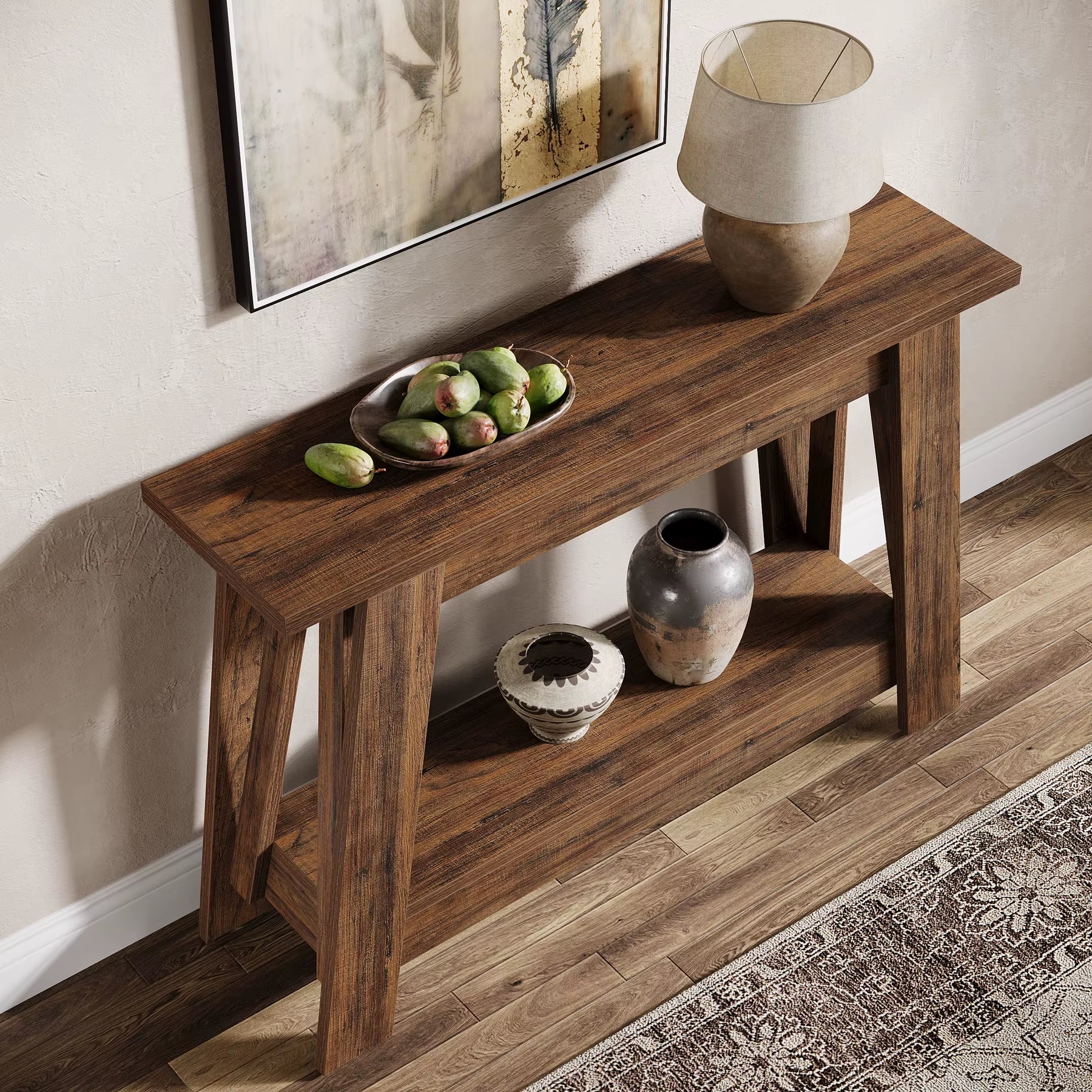 41.3-Inch Farmhouse Entryway Table with 2-Tier Storage – Narrow Console Table for Hallway & Behind Couch