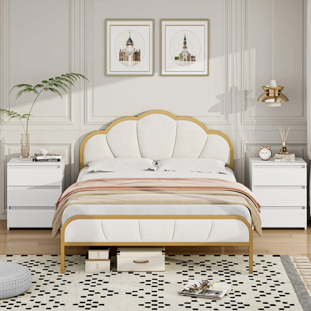 White Nightstand with 3 Drawers Set of 2, Sofa Table for Living Room, Modern Wooden Storage Cabinet for Bedroom