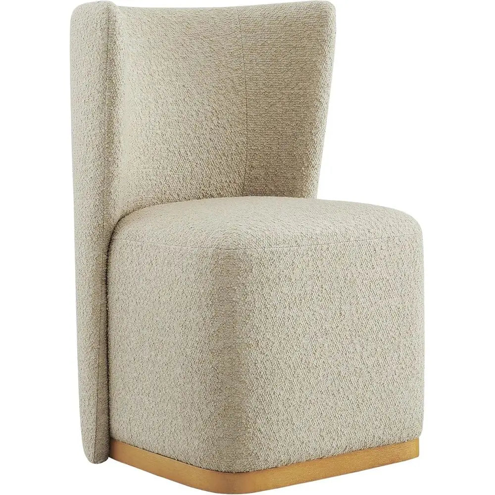 Rolling Upholstered Dining Chairs Set of 2 with Hidden Casters – Oatmeal