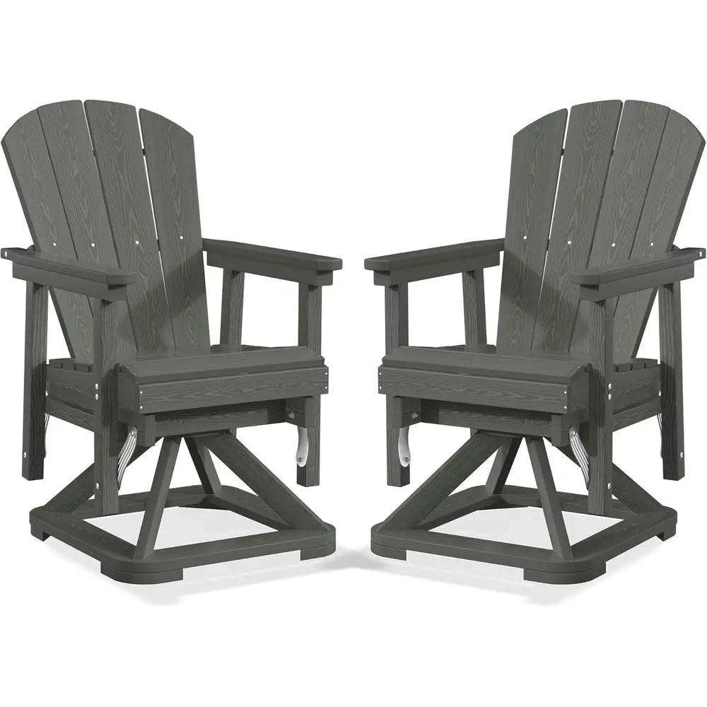 All-Weather HDPE Swivel Glider Chair Set of 2 with 360° Rotation & Smooth Movement – Outdoor Adirondack Patio Chairs