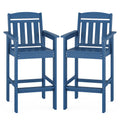 Set of 2 Tall Adirondack Chairs, HDPE Bar Stools with Connecting Tray, All-Weather Patio Chair, Bar Height for Balcony