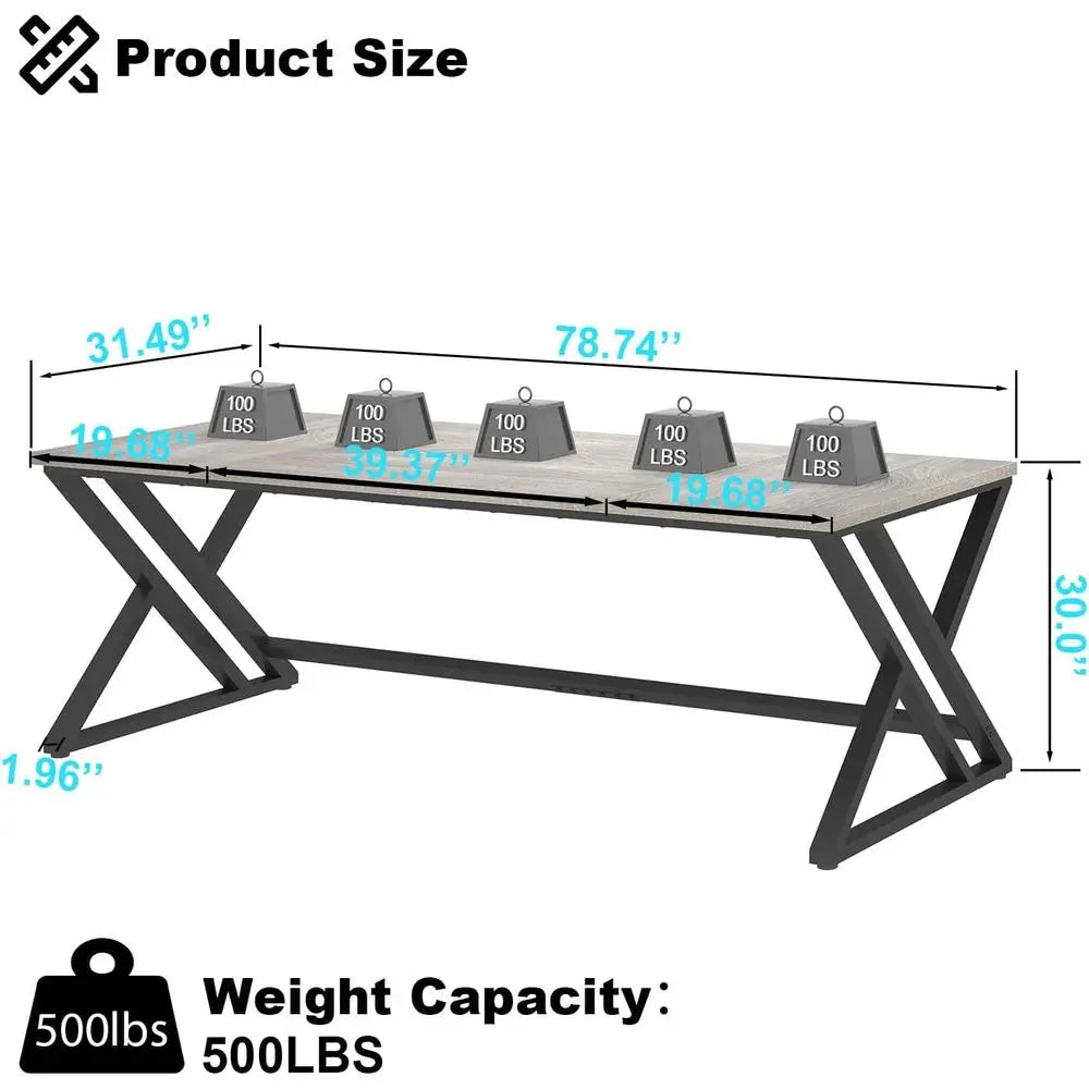 Large Industrial Double Workstation Desk for Two – Light Grey Oak