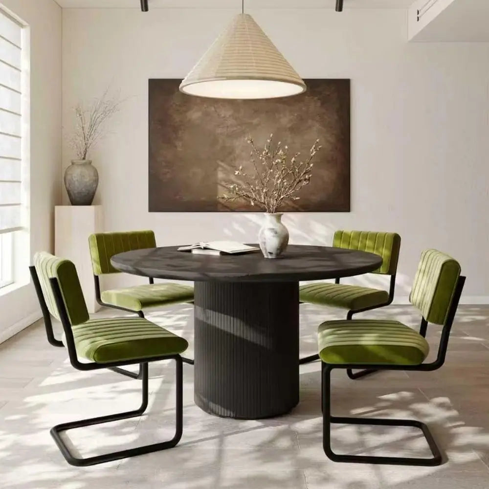 Green Velvet Dining Chairs Set of 4 with Cantilever Back – Modern Side Chairs