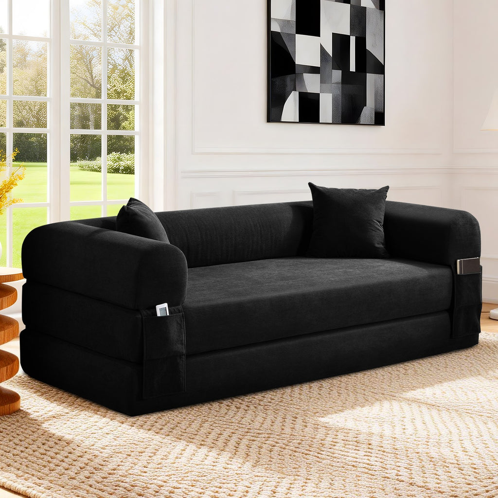 80" Queen Convertible Sofa Bed, No Assembly Modern Boneless Couch Sofa in Box