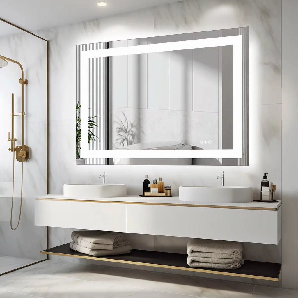 LED Bathroom Mirror with Anti-Fog & Adjustable Lighting – Dimmable Vanity Mirror