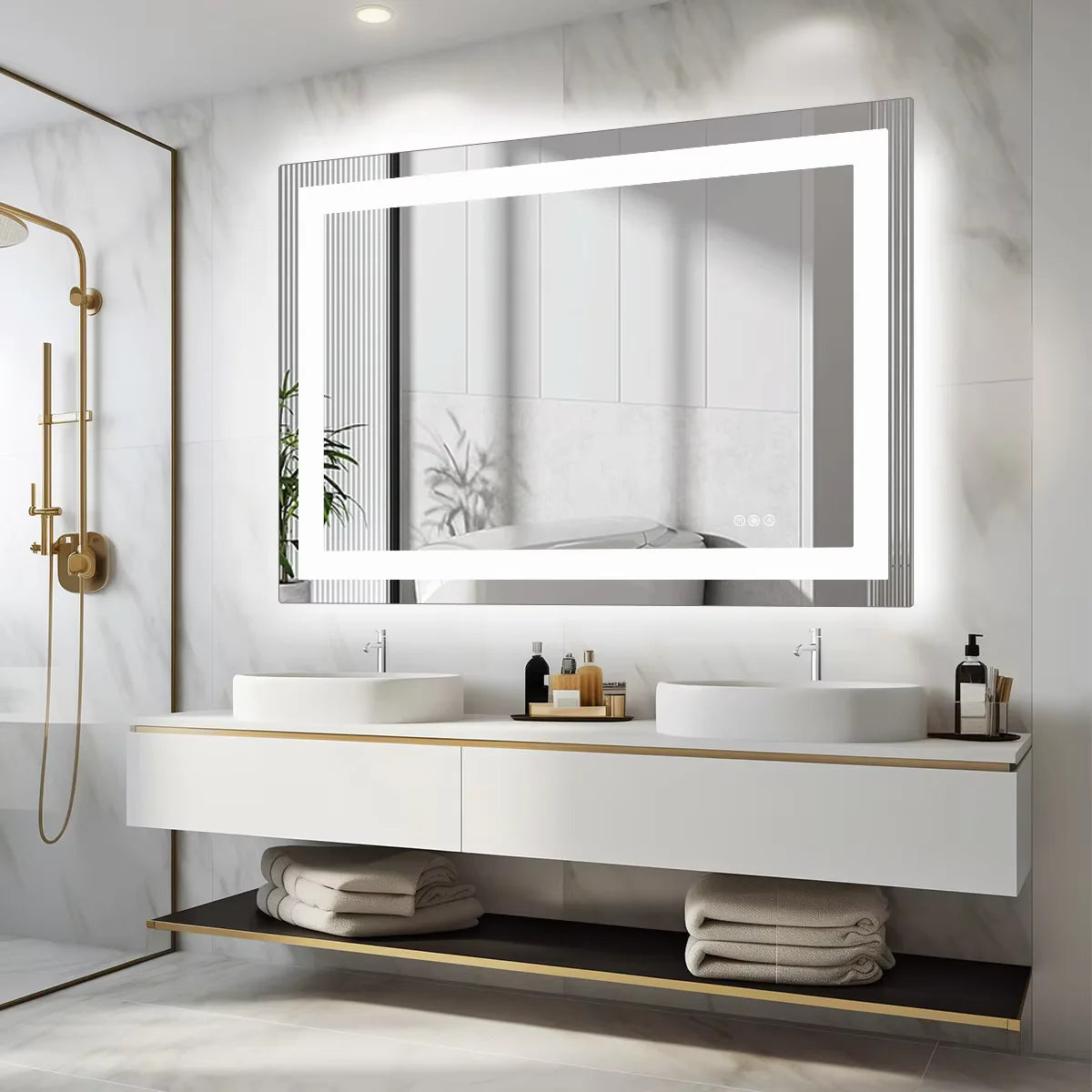 LED Bathroom Mirror with Anti-Fog & Adjustable Lighting – Dimmable Vanity Mirror