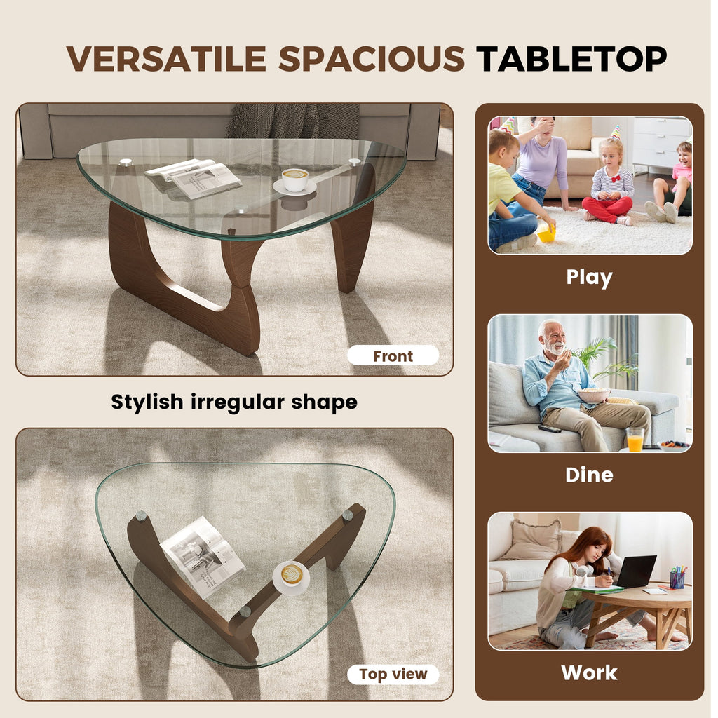 Daluvenix Modern Glass Coffee Table for Living Room, Mid Century Coffee Table, Triangle Small Coffee Tables, Suitable for Bedroom Living Room Reception Office Tables