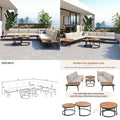 Outdoor Sectional Sofa Set with round Nesting Coffee Tables and Cushions,6Piece Patio Furniture Set for Porch,Garden,Poolside A