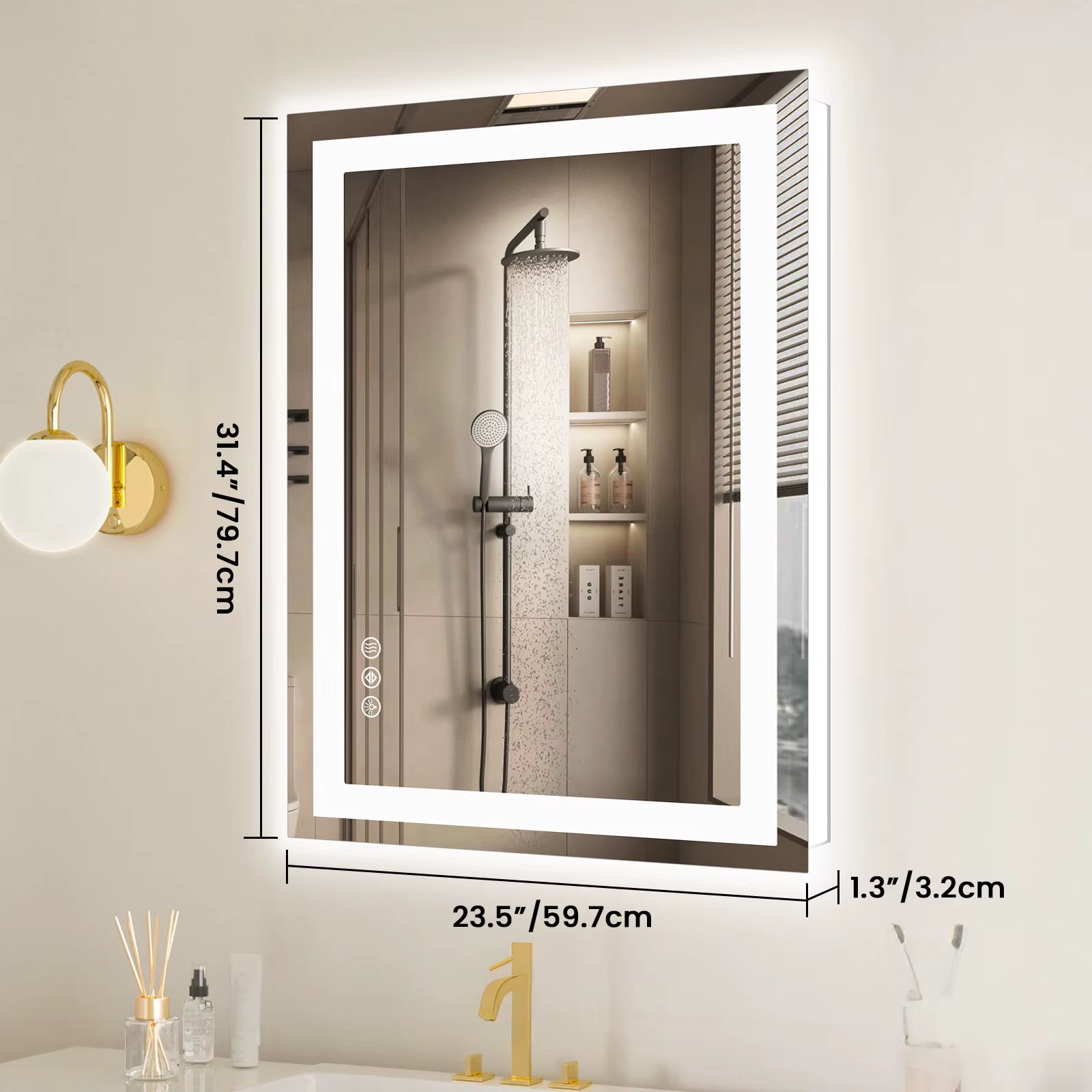 LED Bathroom Mirror with Anti-Fog & Adjustable Lighting – Dimmable Vanity Mirror