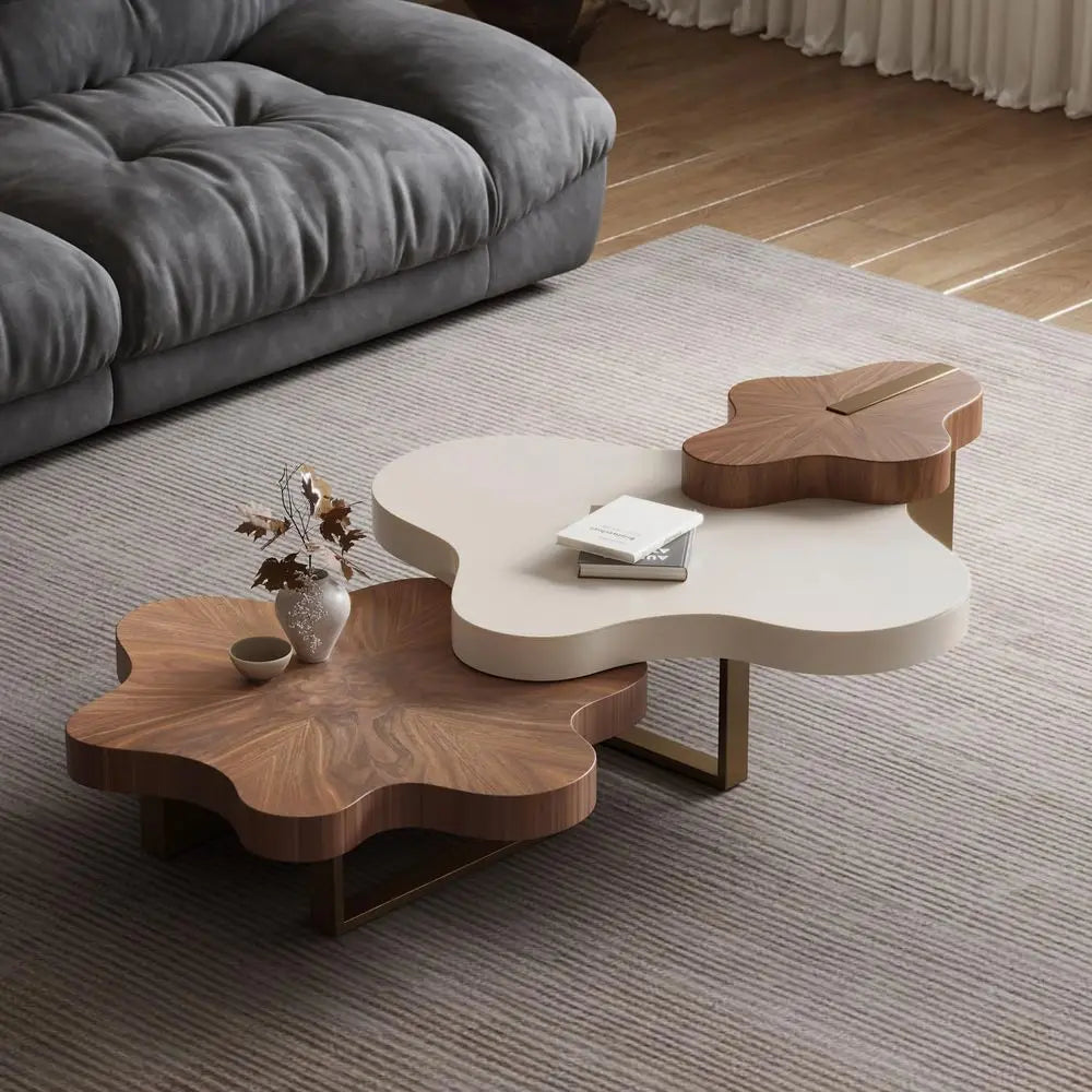 Walnut Nesting Coffee Tables Set of 3 – Cloud-Shaped Living Room Tables