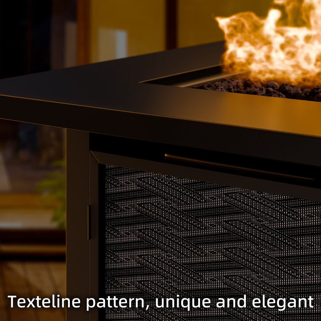 28" Propane Fire Pit Table 50,000 BTU Steel Gas Fire Pit with Removable Lid & Waterproof Cover and Tables