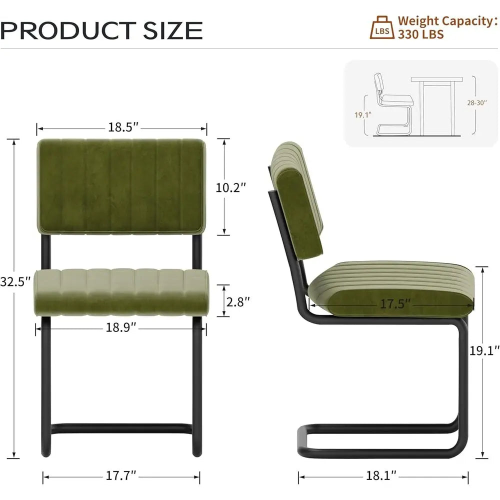 Green Velvet Dining Chairs Set of 4 with Cantilever Back – Modern Side Chairs