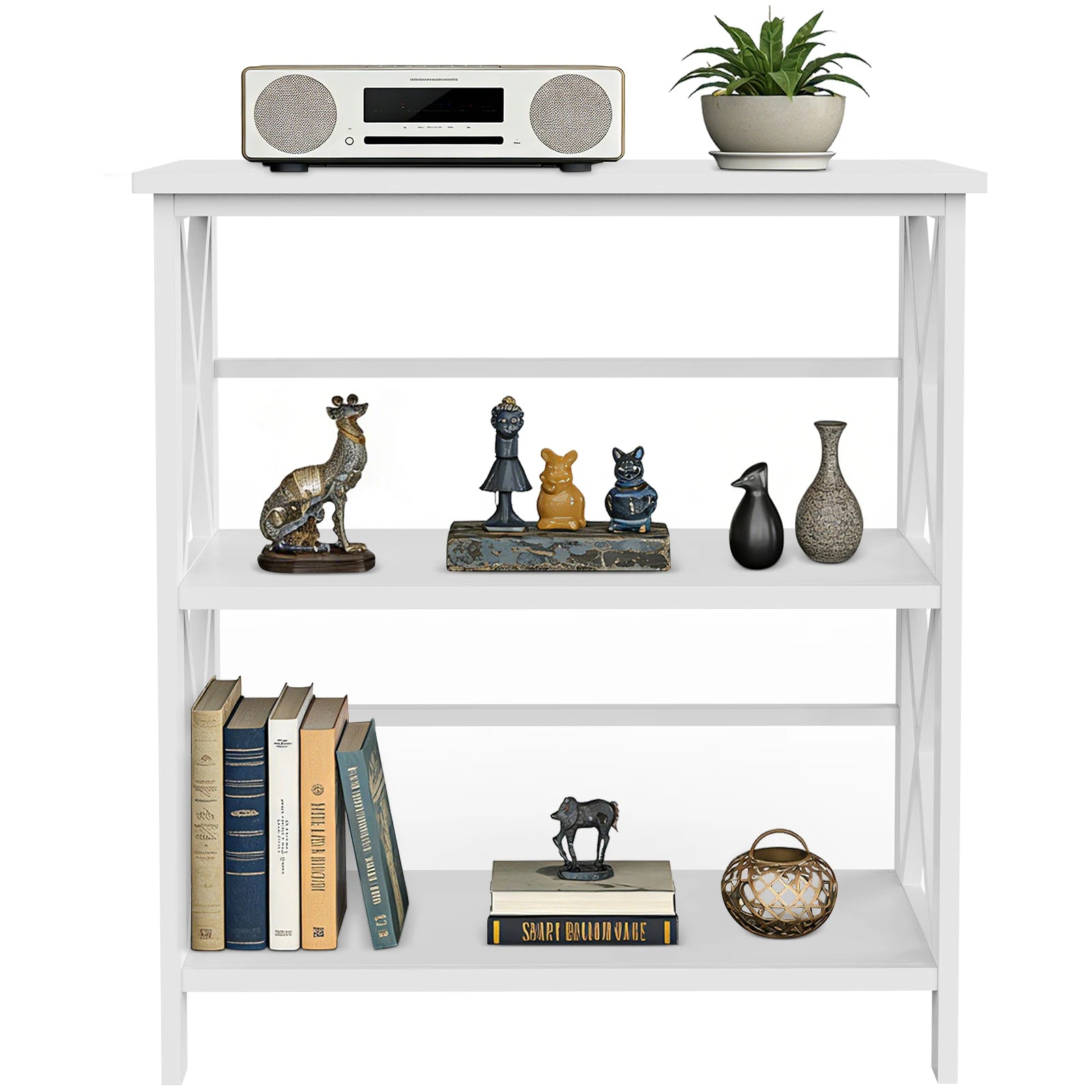3 Tier Bookshelf Heavy Duty Metal Storage Shelving Unit – Adjustable Wire Rack Organizer