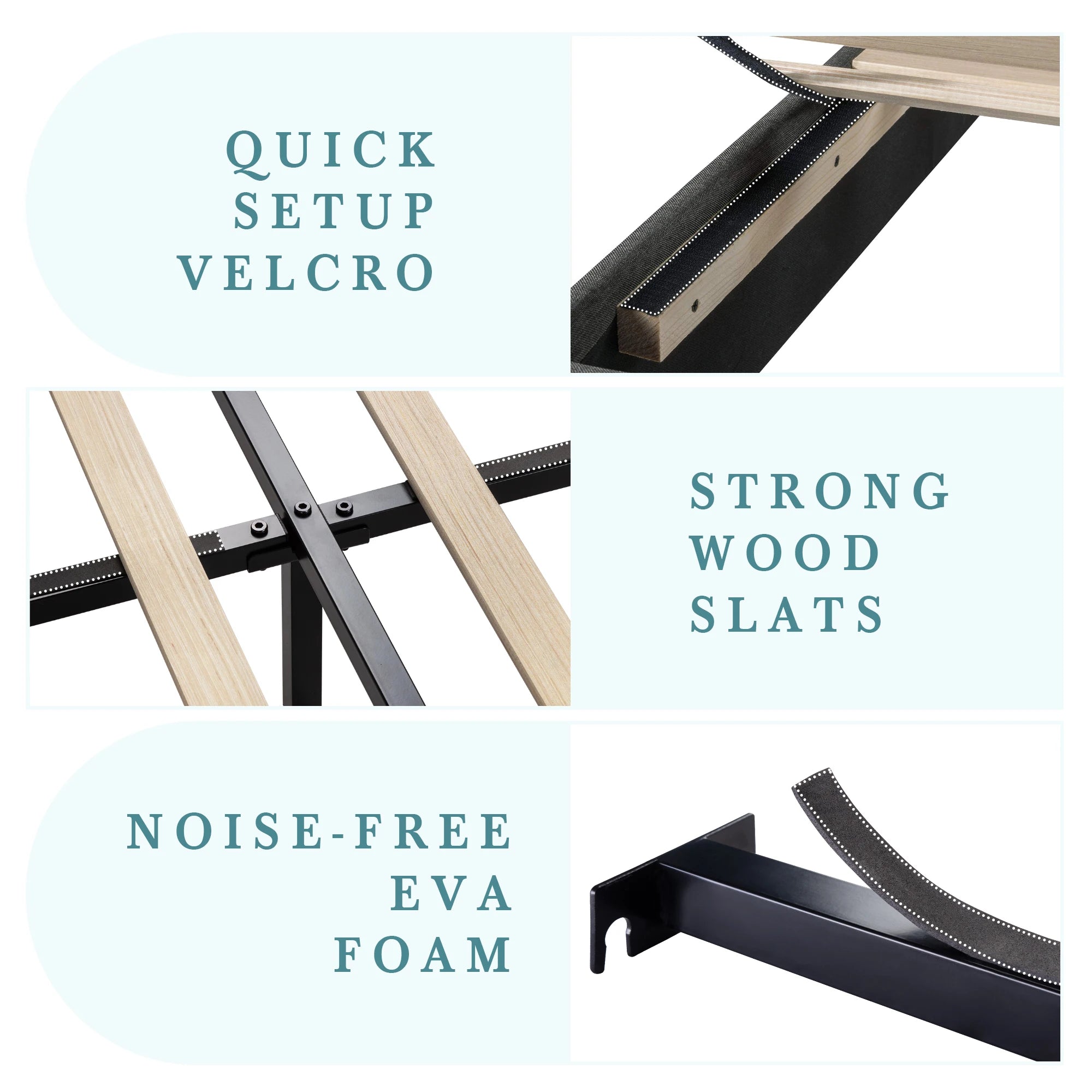 Bed Frame with Headboard, Fabric Platform Bed, Strong Wood Slats Support Panel Bed Mattress Foundation Allewie