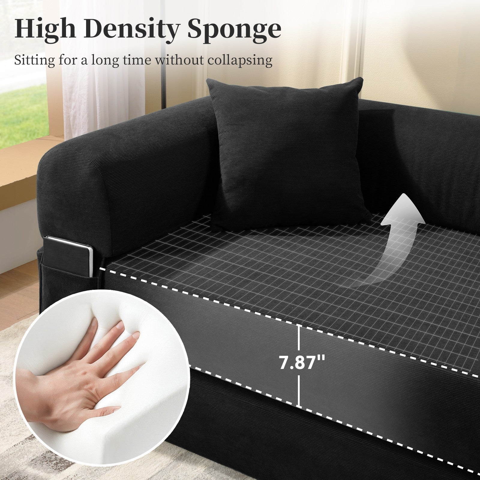 80" Queen Convertible Sofa Bed, No Assembly Modern Boneless Couch Sofa in Box