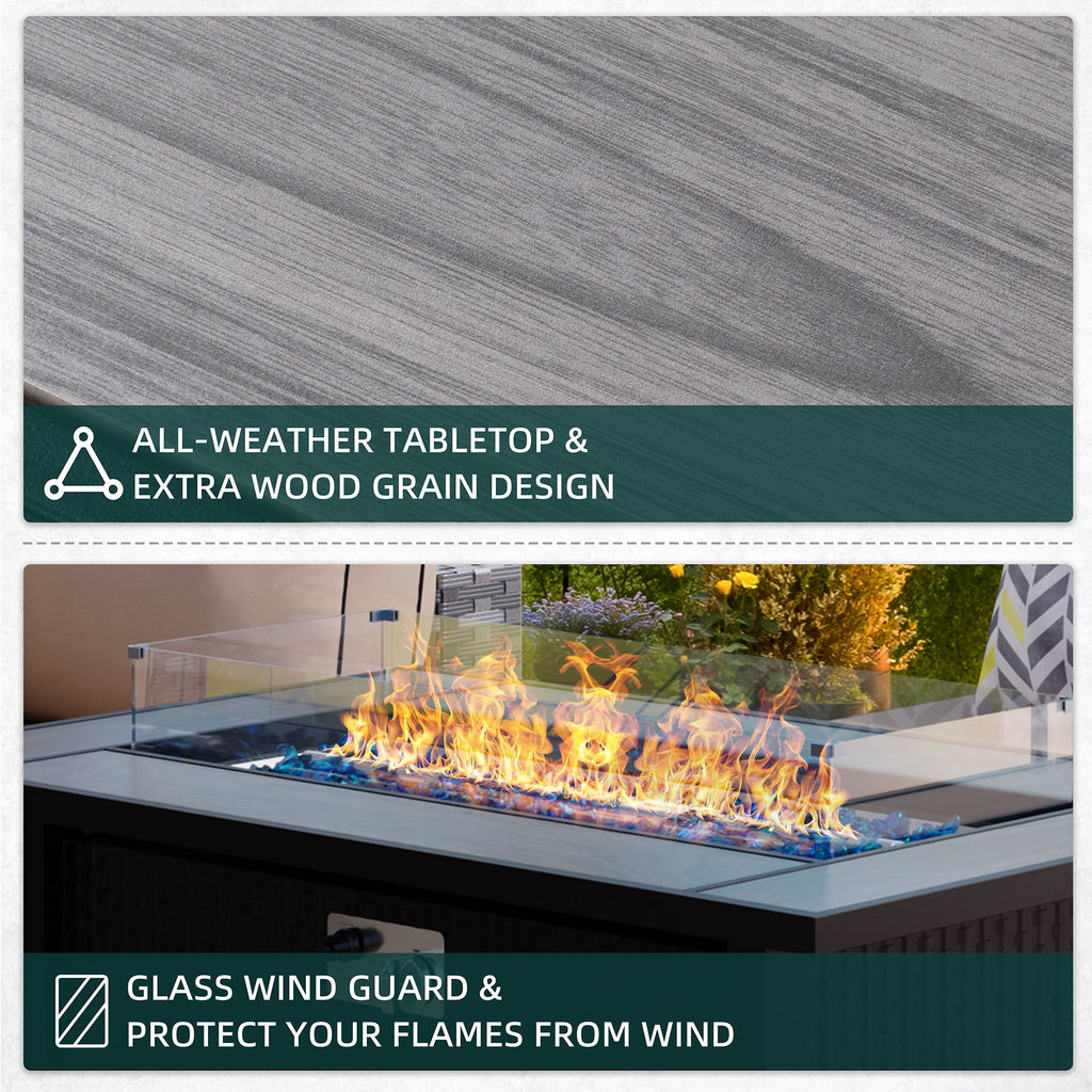 45" Propane Fire Pit Table 50,000 BTU Steel Gas Fire Pit with Removable Lid & Waterproof Cover and Tables