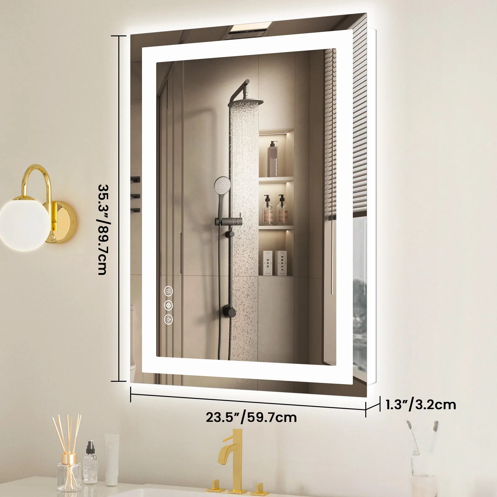 LED Bathroom Mirror with Anti-Fog & Adjustable Lighting – Dimmable Vanity Mirror
