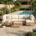 7-Piece Patio Furniture Set, Outdoor Wicker Conversation Set with Thick Cushions & Coffee Table for Backyard and Garden, Beige