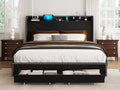 Modern Queen Size Tufted Headboard Platform Bed Frame with Wooden Storage Drawers – Soft Chenille Upholstered Bed