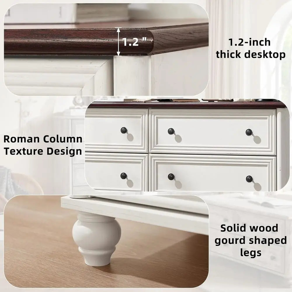 4-Piece Wooden Bedroom Furniture Set: 54 Wide Dresser & 43.5 Tall Chest with 18 Nightstands and Charging Stations