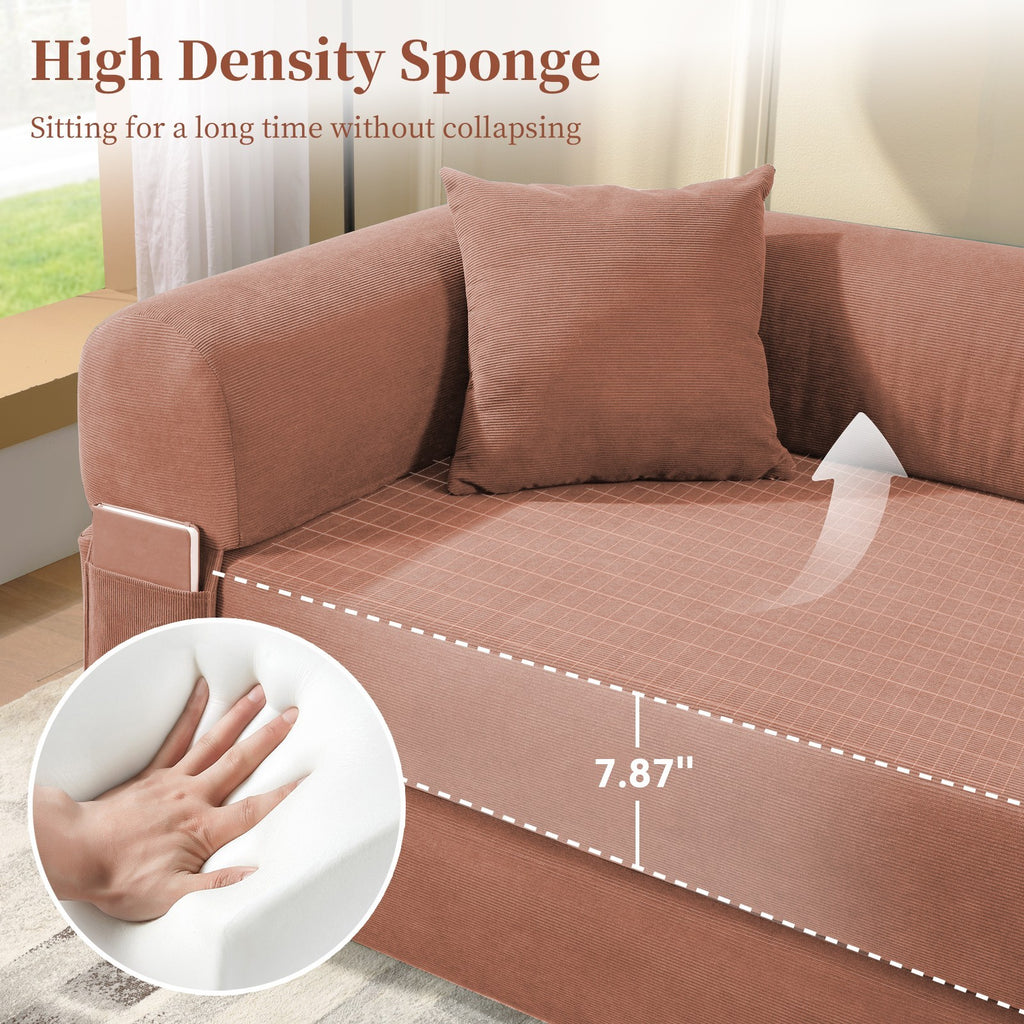 80" Queen Convertible Sofa Bed, No Assembly Modern Boneless Couch Sofa in Box