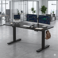71" Adjustable Height Electric Standing Desk with Cable Management & Cup Holder – Black