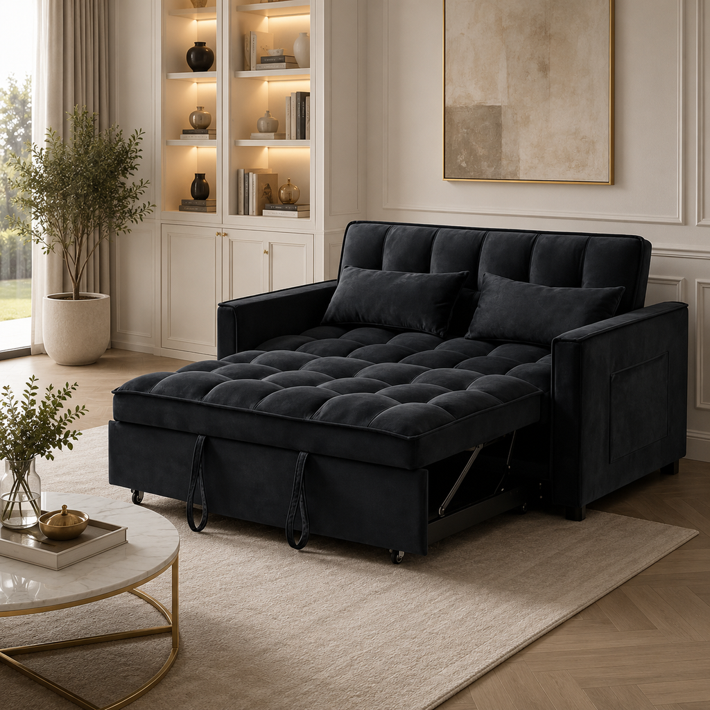 Pull Out Couch Bed Amp Sleeper Sofa, 3In1 Convertible Sofa Bed with Adjustable Backrest, Storage Pockets, Armrests Amp Pillows
