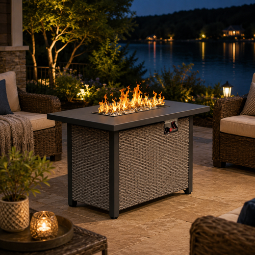 42" Gas Fire Pit Table, 50,000 BTU Propane Fire Pits for Outside