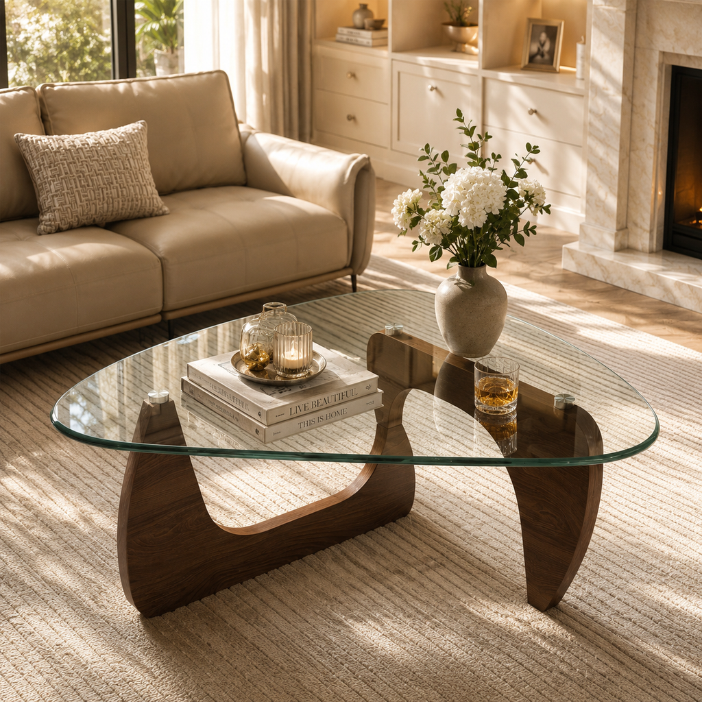 Daluvenix Modern Glass Coffee Table for Living Room, Mid Century Coffee Table, Triangle Small Coffee Tables, Suitable for Bedroom Living Room Reception Office Tables