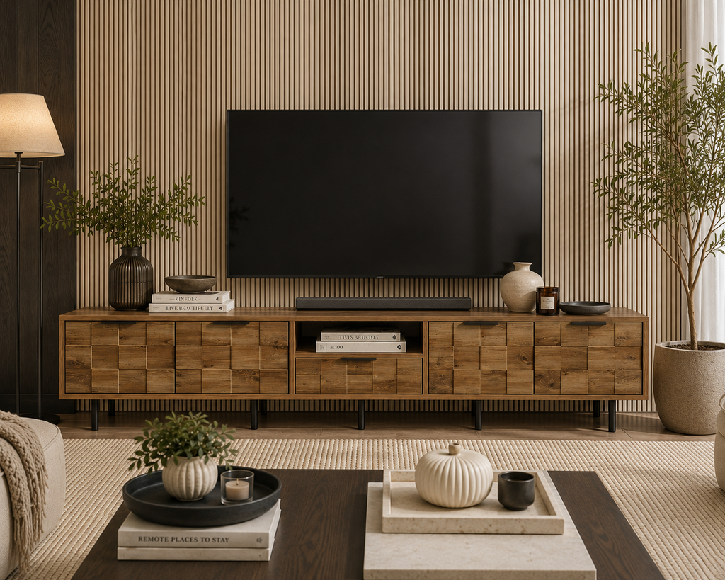 78 TV Stand for 85 75 65 Inch TV, TV Consoles for Living Room, Entertainment Center Wood TV Media with Storage