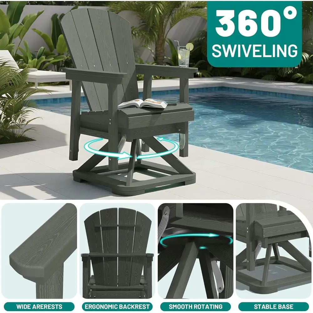 All-Weather HDPE Swivel Glider Chair Set of 2 with 360° Rotation & Smooth Movement – Outdoor Adirondack Patio Chairs