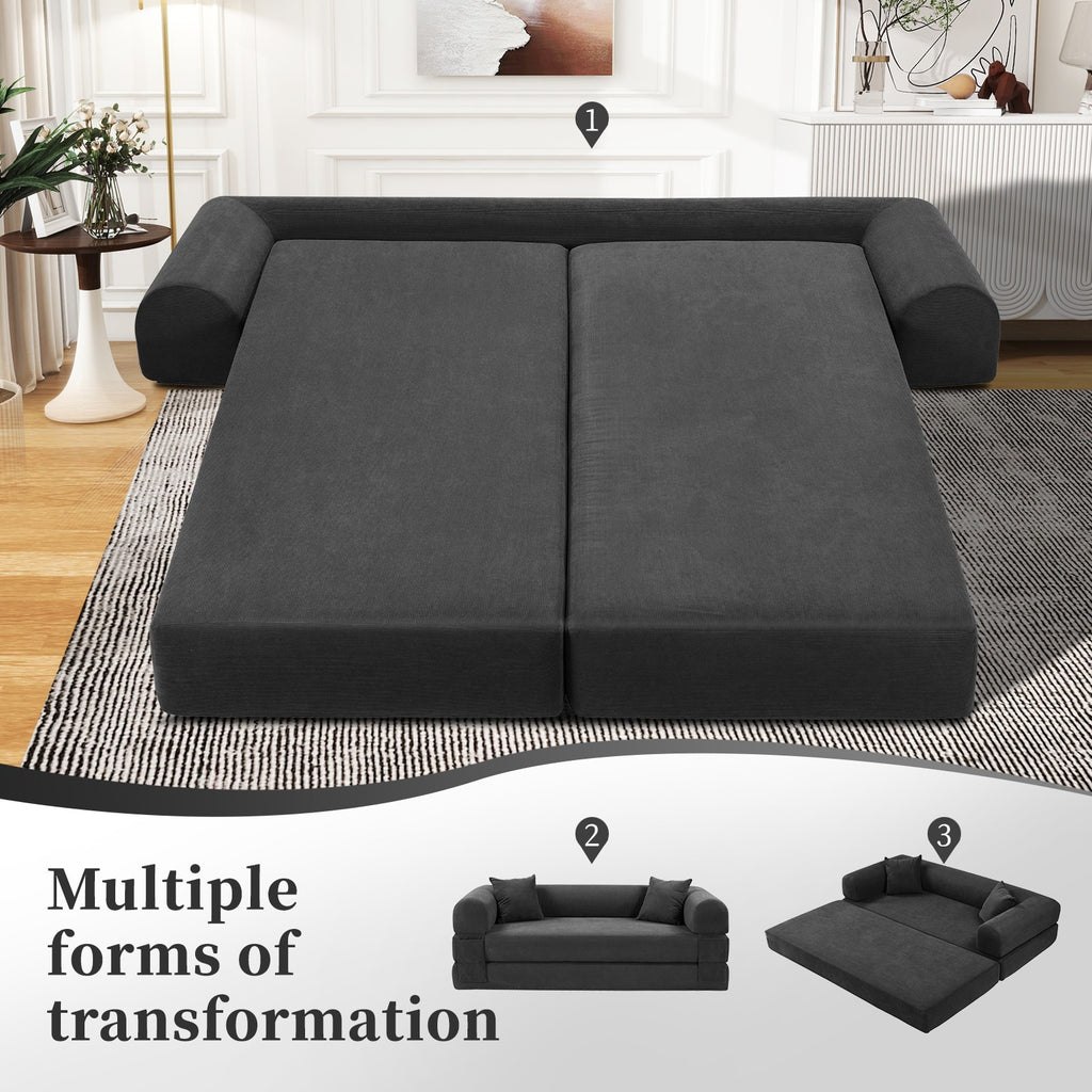 80" Queen Convertible Sofa Bed, No Assembly Modern Boneless Couch Sofa in Box