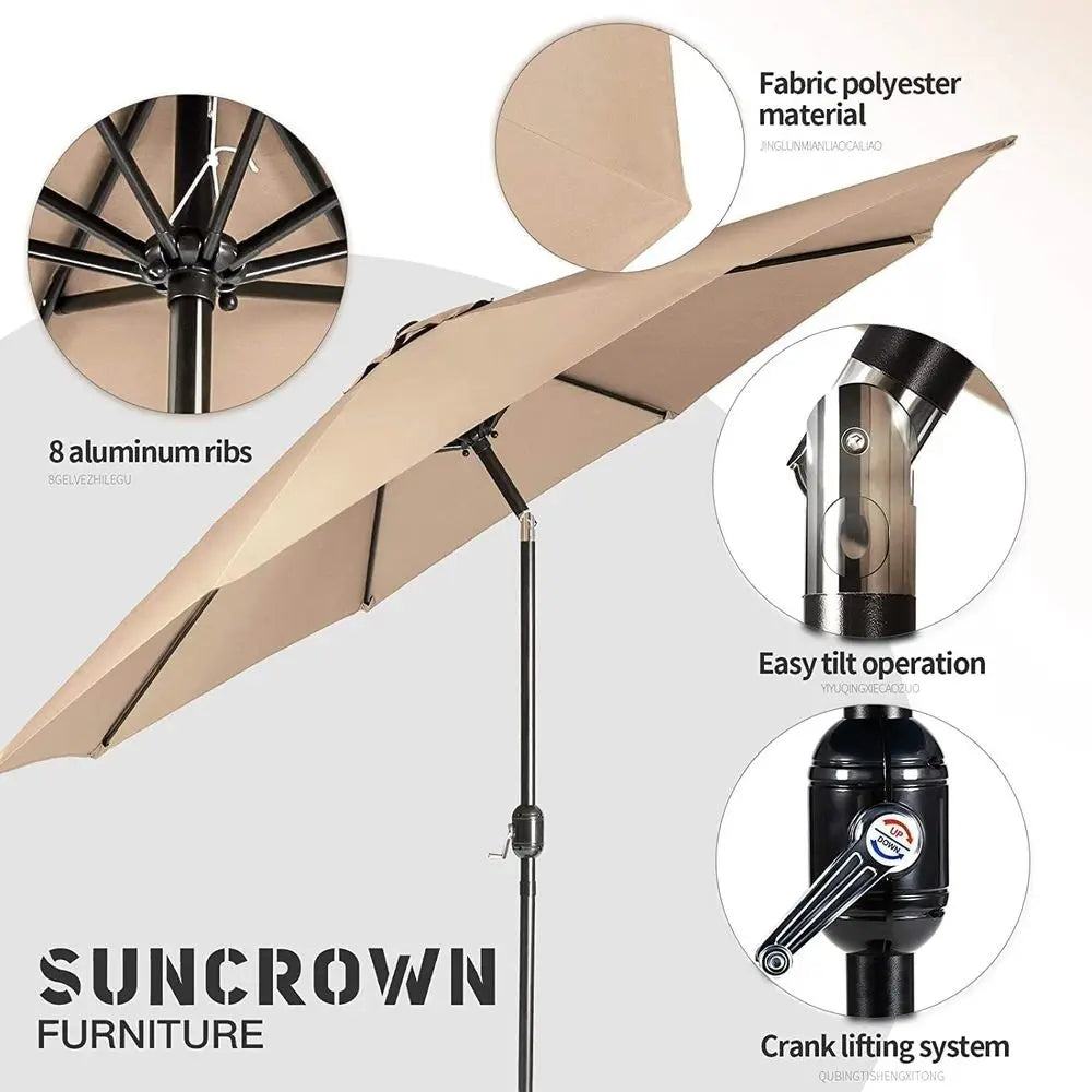 6-Piece Wrought Iron Outdoor Patio Dining Set | 4 Stackable Chairs & Steel Slat Table | Brown | Umbrella Hole