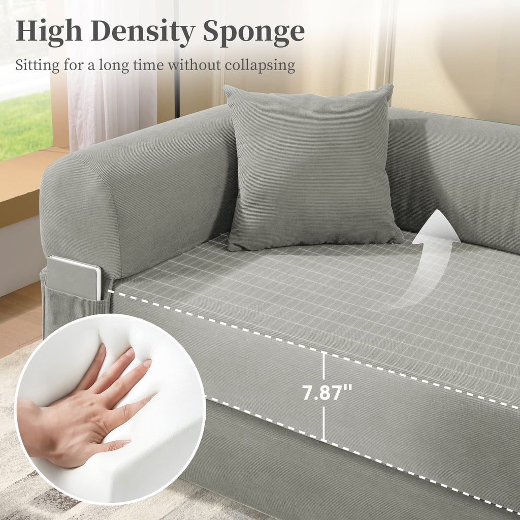 80" Queen Convertible Sofa Bed, No Assembly Modern Boneless Couch Sofa in Box