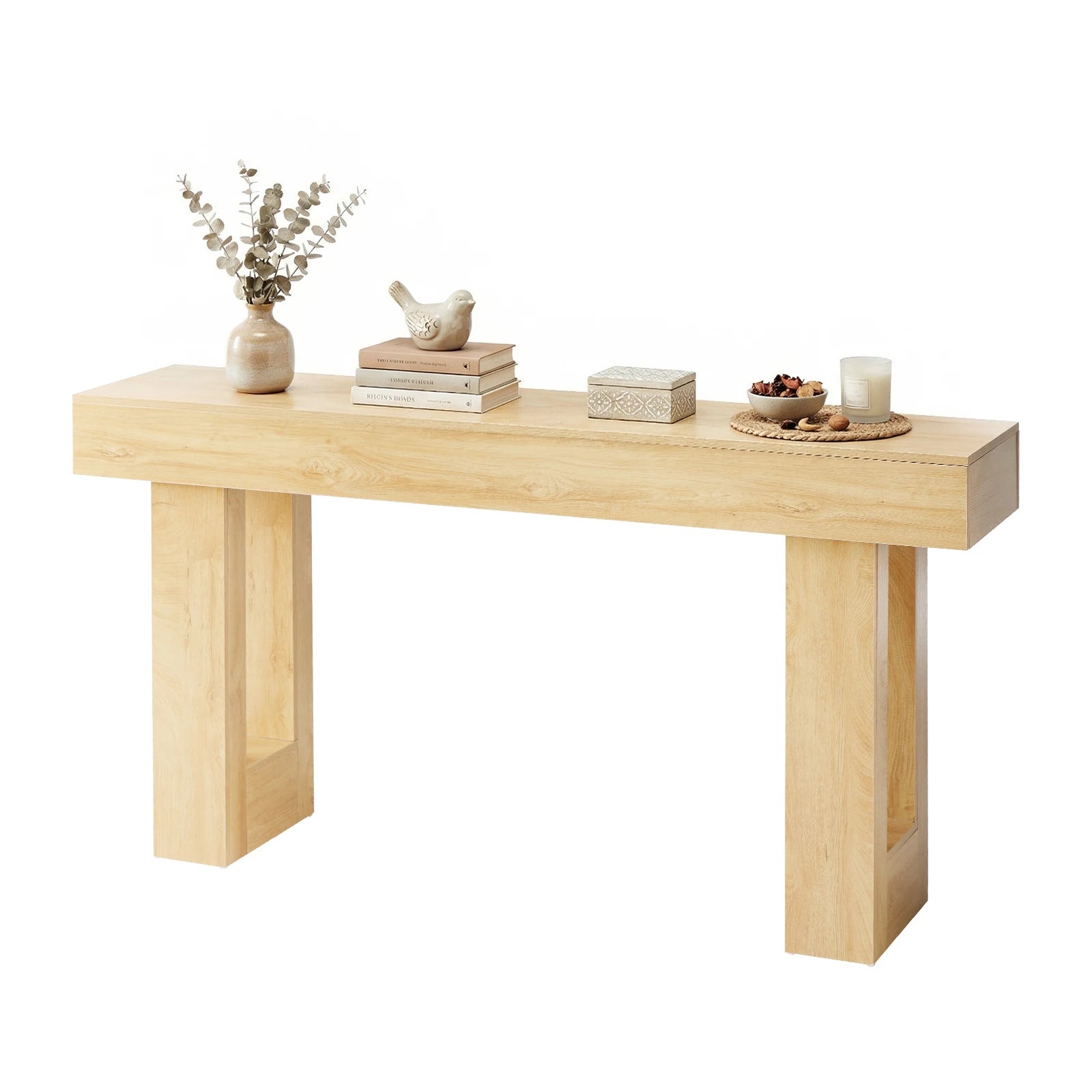 Farmhouse Console Table – 63 Inch Wooden Entryway & Sofa Table