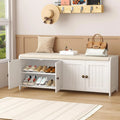 48.4" Shoe Storage Bench with Cushion, Entryway Bench with Paddded Seat, 2-Tier Shoe Cabinet Bench with Adjustable, Customized