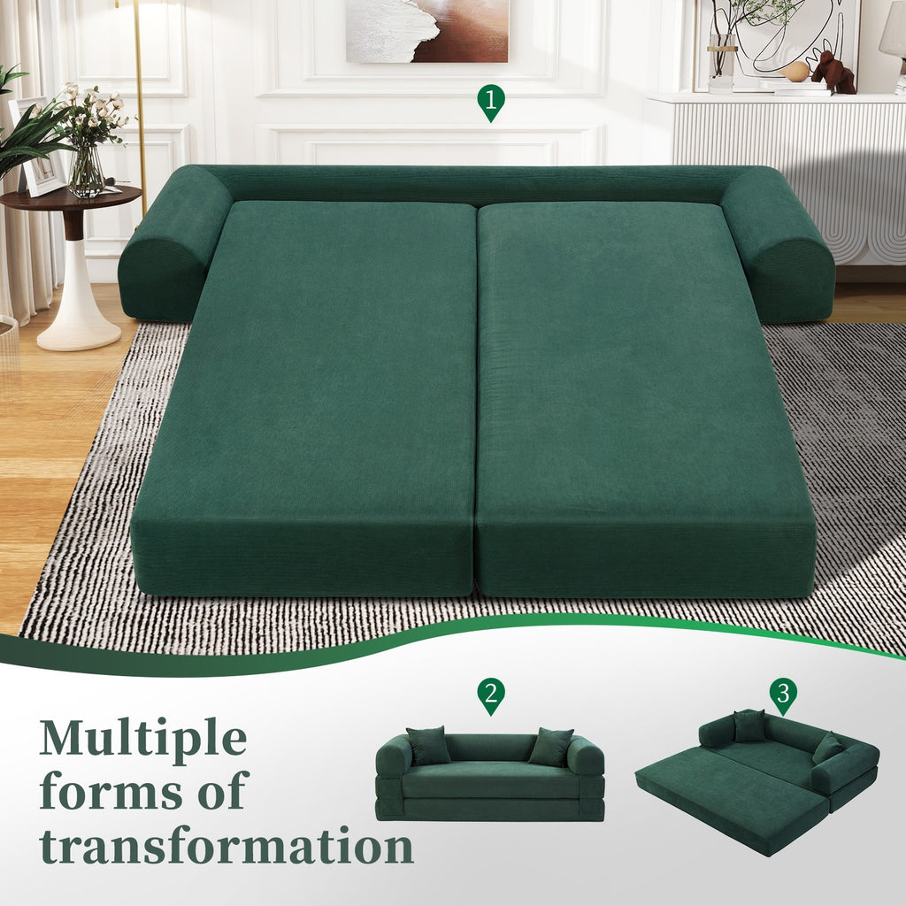 80" Queen Convertible Sofa Bed, No Assembly Modern Boneless Couch Sofa in Box