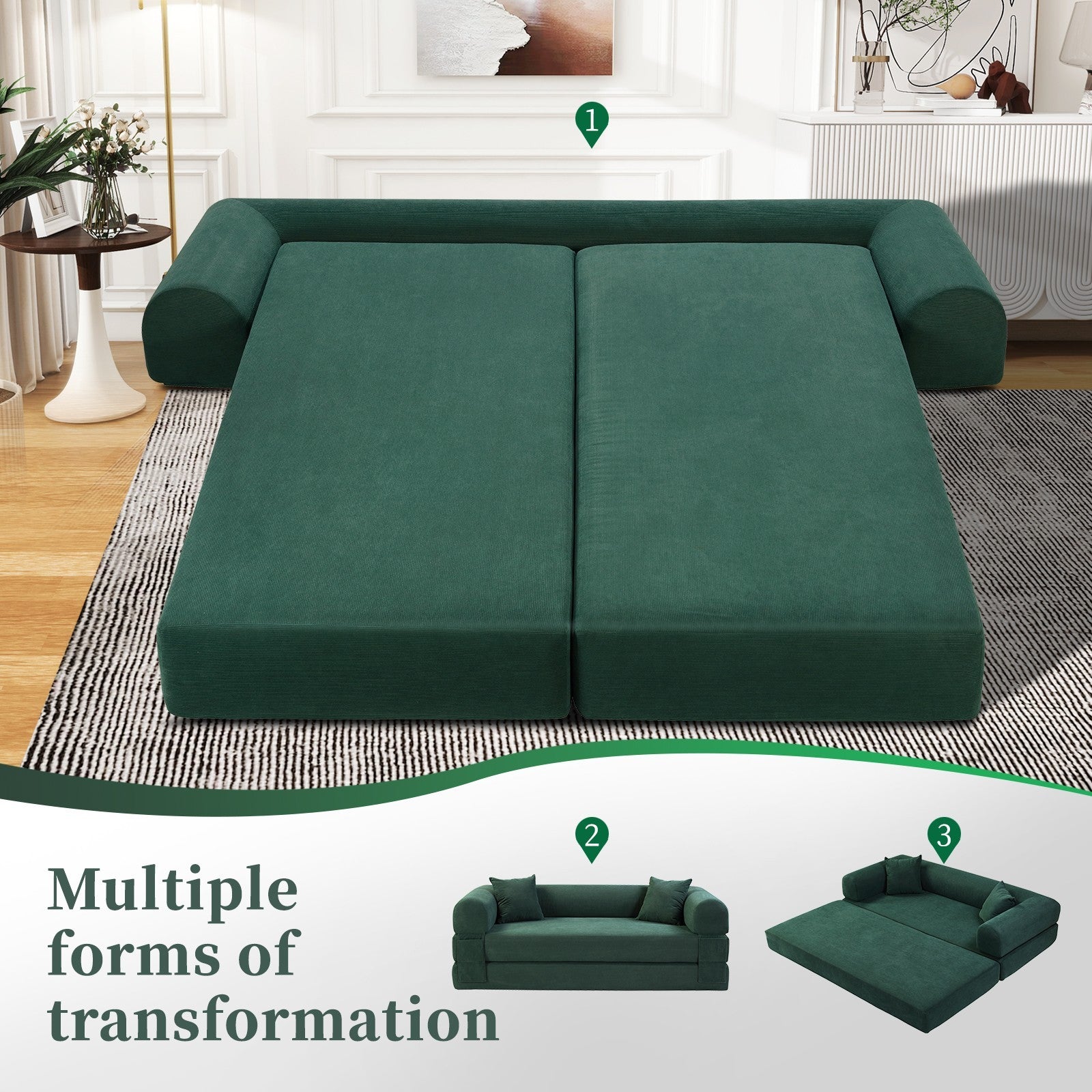 80" Queen Convertible Sofa Bed, No Assembly Modern Boneless Couch Sofa in Box