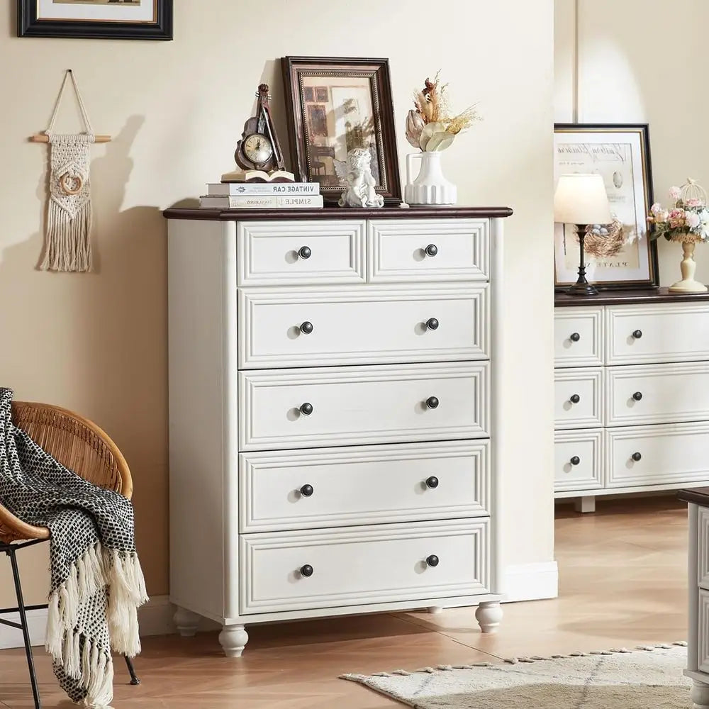 4-Piece Wooden Bedroom Furniture Set: 54 Wide Dresser & 43.5 Tall Chest with 18 Nightstands and Charging Stations