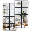 16" X 32" Set of 2 Standing Hanging Modern Window Pane Wall Mirror – Metal Framed Decorative Mirror