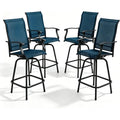All-Weather Swivel Bar Stools with Padded Textilene Seats for Outdoor Patio, Poolside, or Garden (Blue)