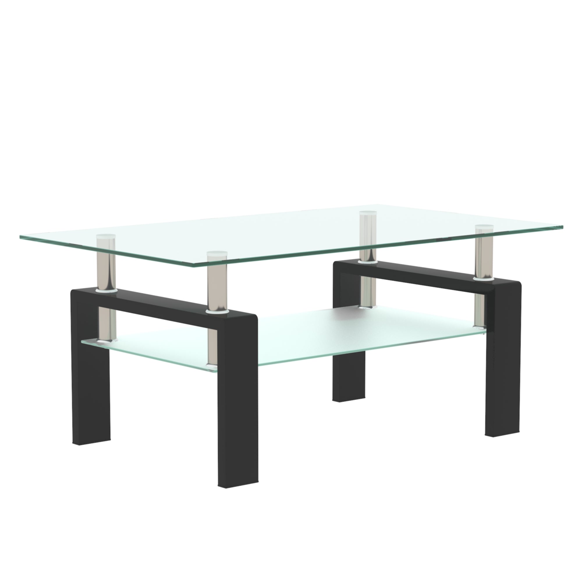 Rectangle Glass Coffee Table, Clear Coffee Table, Modern Side Center Tables for Living Room, Living Room Furniture