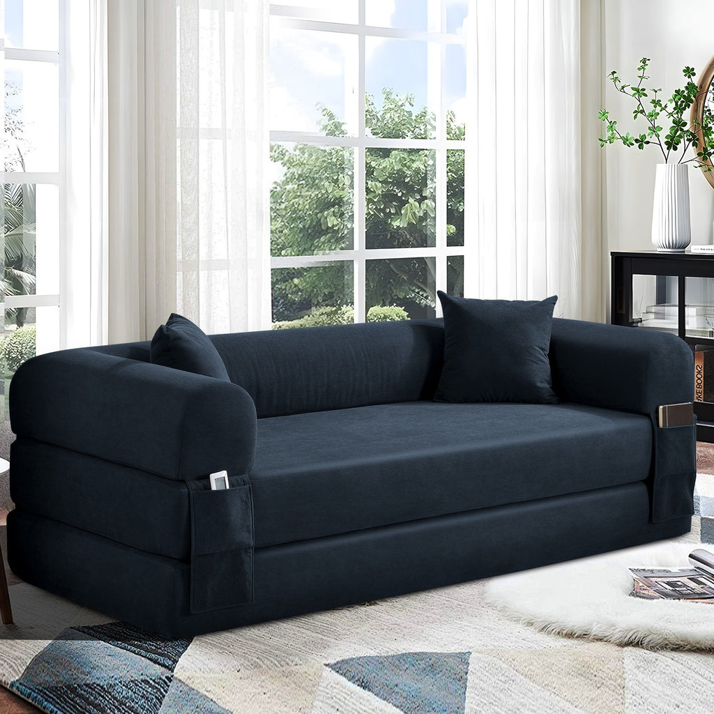 80" Queen Convertible Sofa Bed, No Assembly Modern Boneless Couch Sofa in Box
