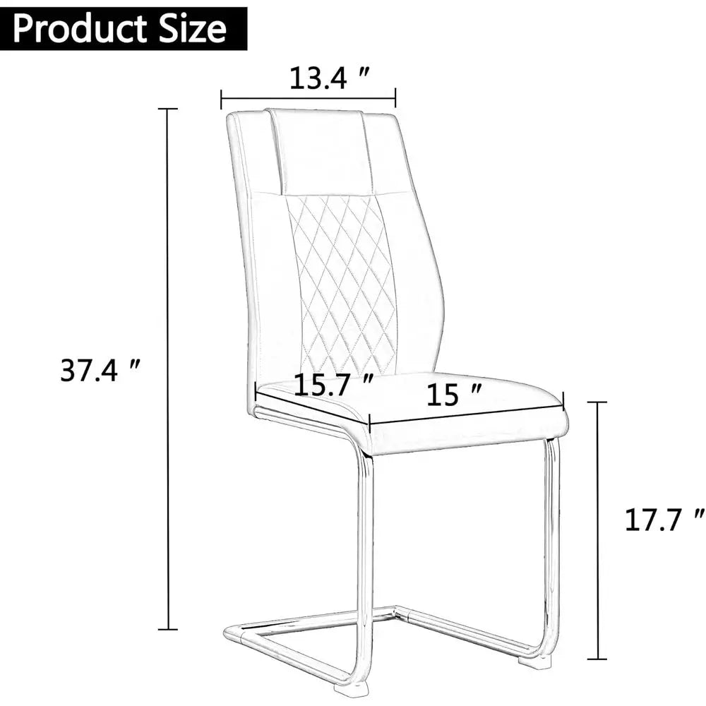 White 5-Piece Dining Table Set with PU Leather Chairs for Kitchen & Dining Room