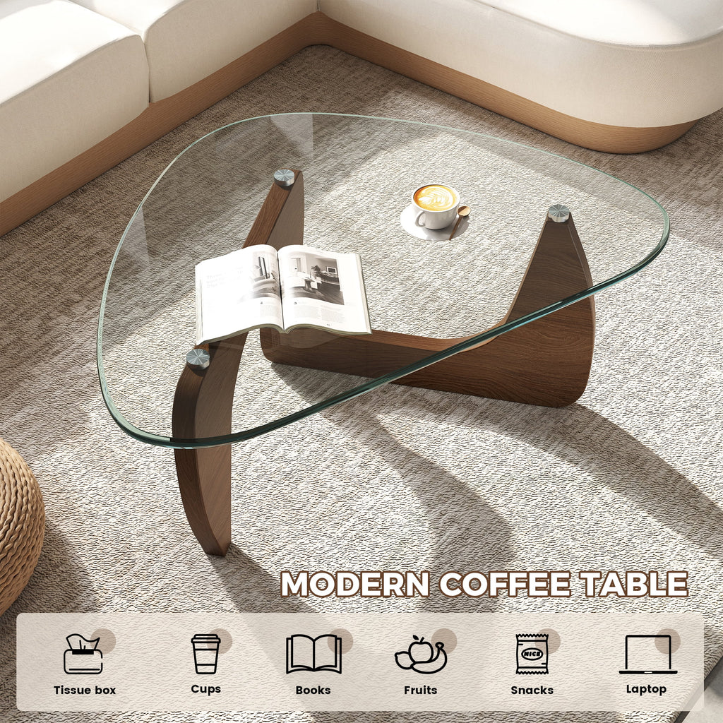 Daluvenix Modern Glass Coffee Table for Living Room, Mid Century Coffee Table, Triangle Small Coffee Tables, Suitable for Bedroom Living Room Reception Office Tables