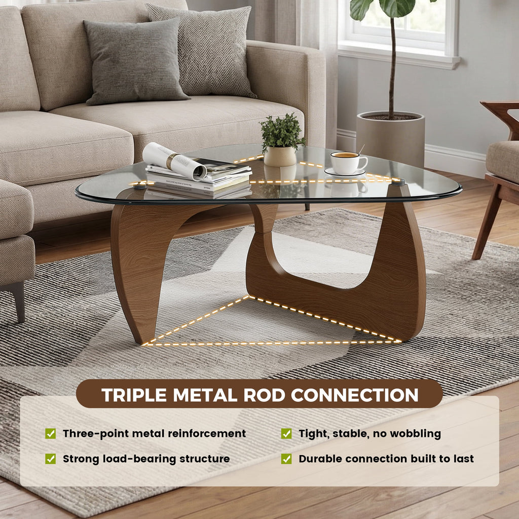 Daluvenix Modern Glass Coffee Table for Living Room, Mid Century Coffee Table, Triangle Small Coffee Tables, Suitable for Bedroom Living Room Reception Office Tables